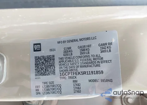 2024 Chevrolet Colorado 4Wd Zr2 from USA, damaged, VIN 1GCPTFEK5R1191859